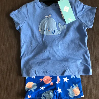 ensemble tee shirt short de bain tex baby 67 cm 6 mois